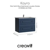 Kayra Mat Safir Blue Çekmeceli Lavabo Dolabı 80 cm thumbnail 1