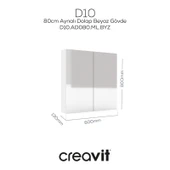 D20 80 Cm Beyaz Aynalı Dolap Melamin Gövde - 1