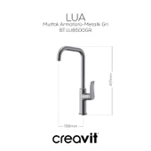 Lua Şelale Mutfak Armatürü Metalik Gri thumbnail 2