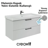 D20 100 Cm İki Çekmeceli Lavabo Dolabı Beyaz Melamin Kapak (Demonte) thumbnail 3