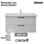 D20 100 Cm İki Çekmeceli Lavabo Dolabı Beyaz Melamin Kapak (Demonte) thumbnail 4