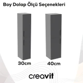 D10 40 cm Sağ Boy Dolabı Gri Melamin Gövde, Antrasit Kapak thumbnail 3
