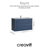 Kayra Lavabo Dolabı Çekmeceli 100cm MatSafireBlue thumbnail 1
