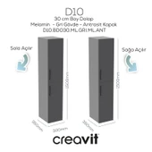 D20 30cm SOL Boy Dolabı Gri (Demonte) thumbnail 1