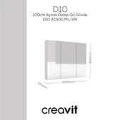 D20 100 cm Melamin Aynalı Dolap Gri - 1