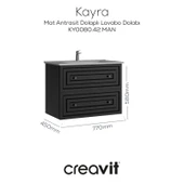 Kayra Lavabo Dolabı Çekmeceli 80cm Mat Antrasit thumbnail 1
