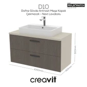 D10 Next Lavabo Dolabı İki Çekmeceli 100 cm Dafne Gövde Antrasit Meşe thumbnail 1