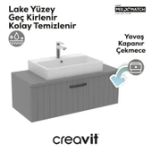 D10 Next Lavabo Dolabı Çekmeceli 100 cm Gri Lake thumbnail 2