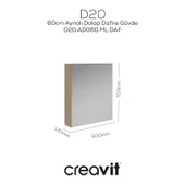 D20 60 Cm Melamin Aynalı Dolap Dafne - 2