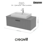 D10 Next Lavabo Dolabı Çekmeceli 100 cm Gri Lake thumbnail 1