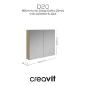 D20 80 Cm Dafne Aynalı Dolap Melamin Gövde - 2