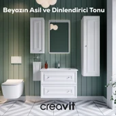 Kayra Lavabo Dolabı Çekmeceli 80cm Mat Beyaz thumbnail 2