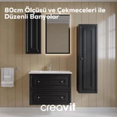 Kayra Lavabo Dolabı Çekmeceli 80cm Mat Antrasit thumbnail 2