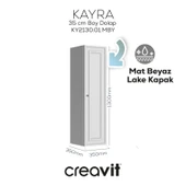 Kayra Boy Dolabı 130cm Mat Beyaz thumbnail 1