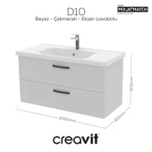 D20 100 Cm İki Çekmeceli Lavabo Dolabı Beyaz Melamin Kapak (Demonte) thumbnail 1