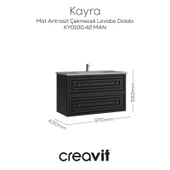 Kayra Lavabo Dolabı Çekmeceli 100cm Mat Antrasit thumbnail 1