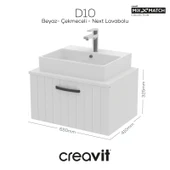 D10 Next Lavabo Dolabı Çekmeceli 65 cm Beyaz Lake thumbnail 1