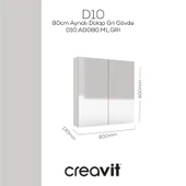 D20 80cm Melamin Aynalı Dolap Gri - 1