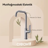 Lua Şelale Mutfak Armatürü Metalik Gri thumbnail 3