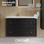 Kayra Lavabo Dolabı Çekmeceli 100cm Mat Antrasit thumbnail 4
