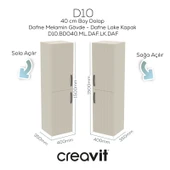 D10 40 cm Sağ Boy Dolabı Dafne Melamin Gövde Lake Kapak thumbnail 1