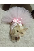 Gobo Pembe Çiçekli Fiyonklu Beyaz Kedi/köpek Elbisesi Xsmall/xs/beden 0 thumbnail 2