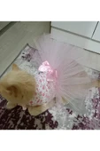 Gobo Pembe Çiçekli Fiyonklu Beyaz Kedi/Köpek Elbisesi Medium/M/Beden 2 thumbnail 3