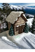 Gobo Sütlü Kahve Renkli Kar Efektli Ev Şeklindeki Yılbaşı Temalı El Boyaması Tütsülük Seramik Tozu thumbnail 3