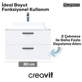 D10 Next Lavabo Dolabı İki Çekmeceli 80 cm Beyaz thumbnail 2