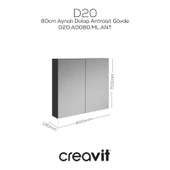 D20 80 Cm Melamin Aynalı Dolap Antrasit - 1