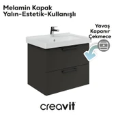 D20 65 Cm İki Çelmeceli Lavabo Dolabı Antrasit Melamin thumbnail 3