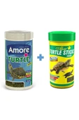 AMORE Turtle Sticks 250ml + Ahm Turtle 250ml Vitamin Kalsiyum Mineral Plus Sürüngen Ve Kaplumbağa Yemi thumbnail 1