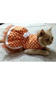 Gobo Beyaz Kalp Desenli Fiyonklu Turuncu Kedi Köpek Kıyafeti Elbisesi Small/s/beden 1 thumbnail 3