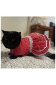 Gobo Beyaz Puantiyeli Kurdeleli Kırmızı Dişi Kedi Köpek Kıyafeti Elbisesi Large/L/Beden 3 thumbnail 4