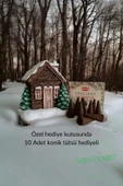Gobo GoboTicaret 10 Adet Tütsülük Hediyeli Kar Efektli Ev Şeklindeki Yılbaşı Temalı El Boyaması Tütsülük - 3