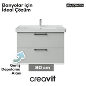 D20 80 Cm İki Çekmeceli Lavabo Dolabı Beyaz Melamin Kapak (Demonte) thumbnail 3
