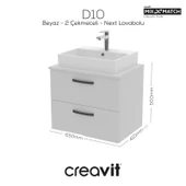 D10 Next Lavabo Dolabı İki Çekmeceli 65 cm Beyaz thumbnail 1