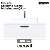 D10 Next Lavabo Dolabı Çekmeceli 100 cm Beyaz Melamin Gövde thumbnail 3