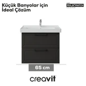 D20 65 Cm İki Çelmeceli Lavabo Dolabı Antrasit Lake Kapak thumbnail 2