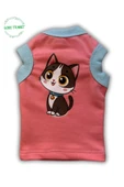 Gobo Şeker Pembe Renkli Kedi ve Köpek Kıyafeti Elbisesi Siyah Kedi Baskılı S/SMALL/Beden 1 - 7