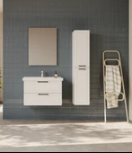 D20 80 Cm İki Çekmeceli Lavabo Dolabı Beyaz Lake thumbnail 2