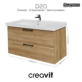 D20 100 Cm İki Çekmeceli Lavabo Dolabı Everest Melamin Kapak thumbnail 1
