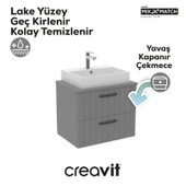 D10 Next Lavabo Dolabı İki Çekmeceli 65 cm Gri Lake Kapak thumbnail 3