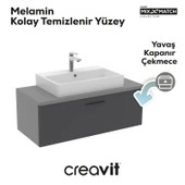 D10 Next Lavabo Dolabı Çekmeceli 100 cm Gri Gövde Antrasit Kapak thumbnail 3