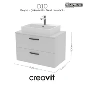 D10 Next Lavabo Dolabı İki Çekmeceli 80 cm Beyaz thumbnail 1