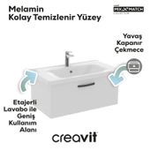 D10 Eksen Lavabo Dolabı Çekmeceli 80 cm Beyaz thumbnail 2