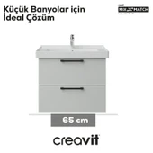 D20 65 Cm İki Çelmeceli Lavabo Dolabı Beyaz Melamin Kapak (Demonte) thumbnail 3