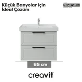 D20 65 Cm İki Çelmeceli Lavabo Dolabı Beyaz Lake Kapak thumbnail 3