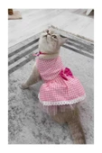 Gobo Beyaz Kareli Pembe Dişi Kedi Köpek Kıyafeti Elbisesi XLarge/XL/Beden 4 thumbnail 1