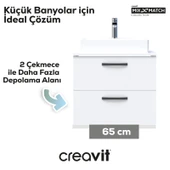 D10 Next Lavabo Dolabı İki Çekmeceli 65 cm Beyaz thumbnail 2